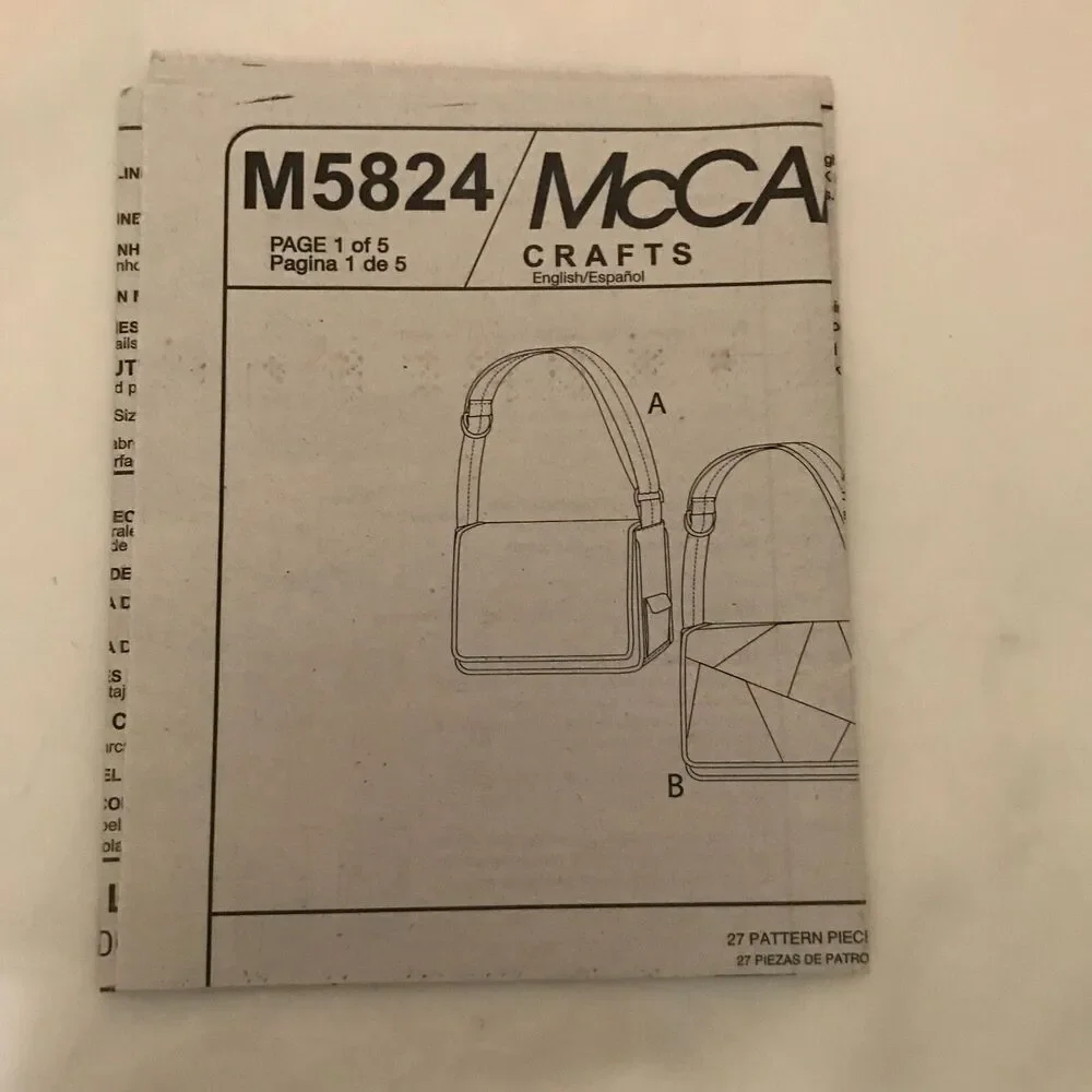 #M5824/M6297 McCall's Sew Pattern Tote Bags Lap Top Cover Grocery U Pick UNCUT